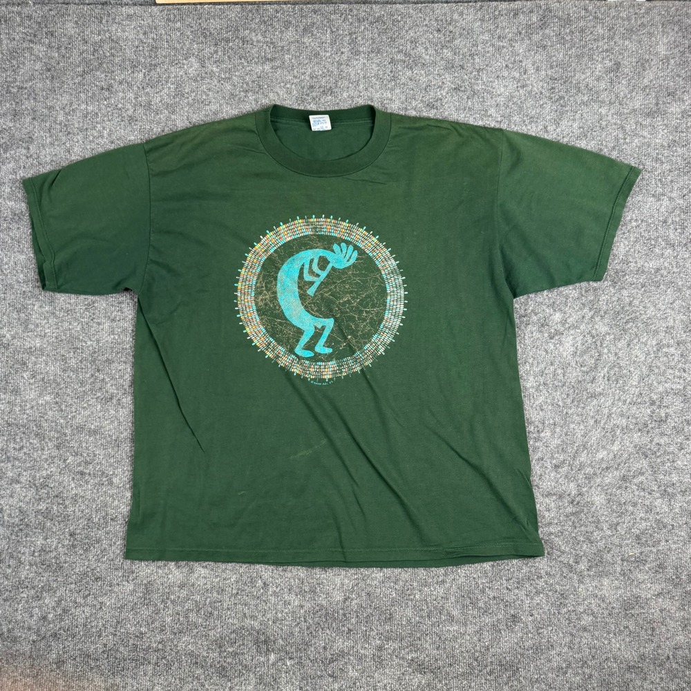 Jerzees T-Shirt Mens Size‎ XXL Green Vintage Kokopelli Graphic Cotton Blend